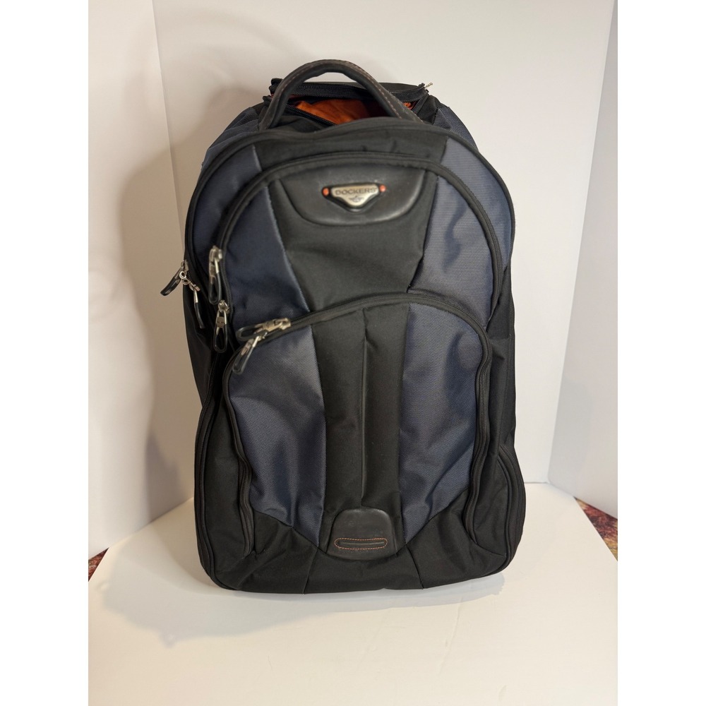 Dockers Rolling Backpack Navy Blue Travel Carry On Luggage Telescopic Handle